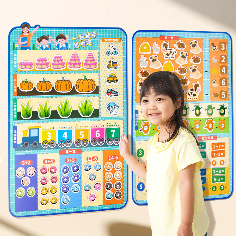 Educación temprana de los niños divertido calendario digital operación pared tarjeta pasta material didáctico kindergarten bebé aritmética juguetes de aprendizaje
