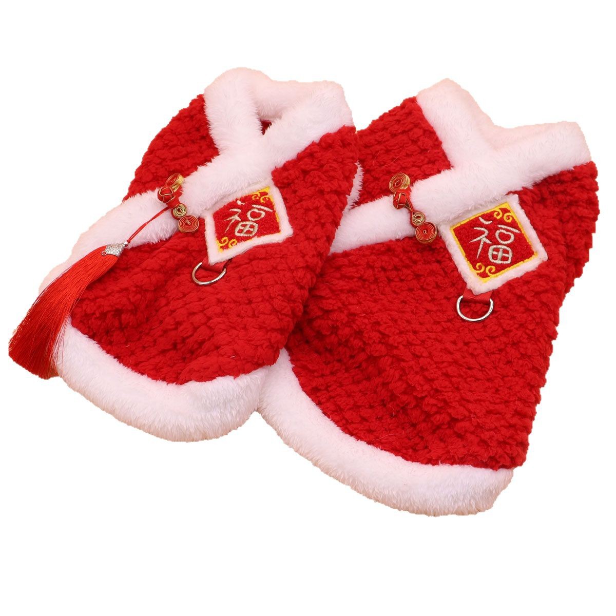 Ropa de año nuevo para perros, ropa gruesa y cálida para gatos, ropa roja de año nuevo de invierno, ropa para perros, ropa para mascotas