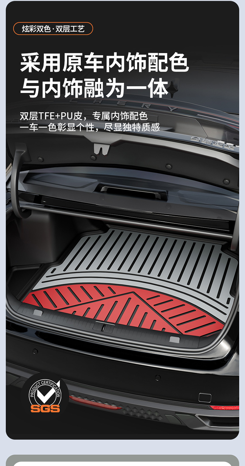 Suitable for Chery Tiggo 8, Arrizo 8, iCAR V23, special colorful TPE car trunk mat accessories