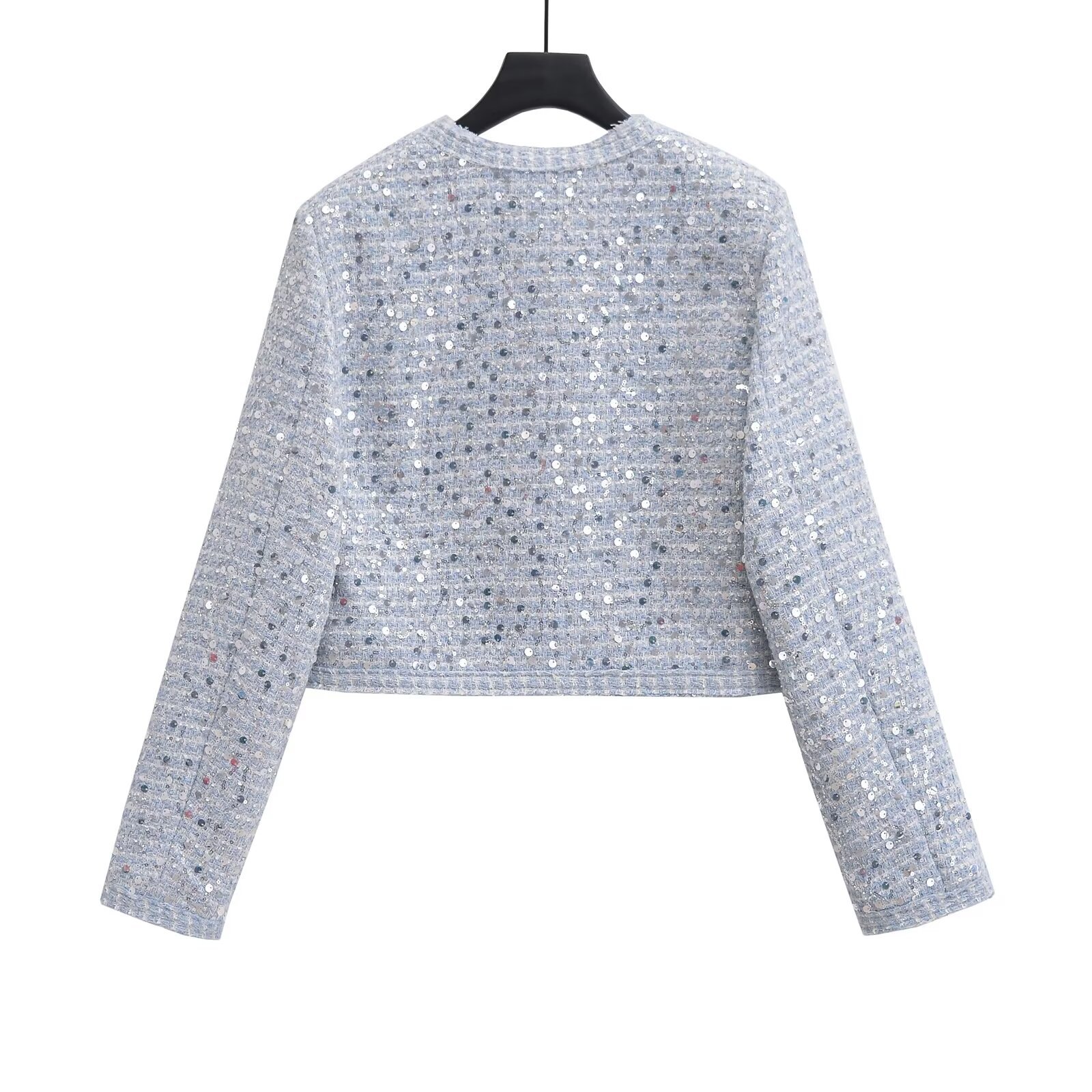 Holiday, Daily Occasion Women's Elegant Streetwear Solid Color Sequins Single Breasted Coat Casual Jacket