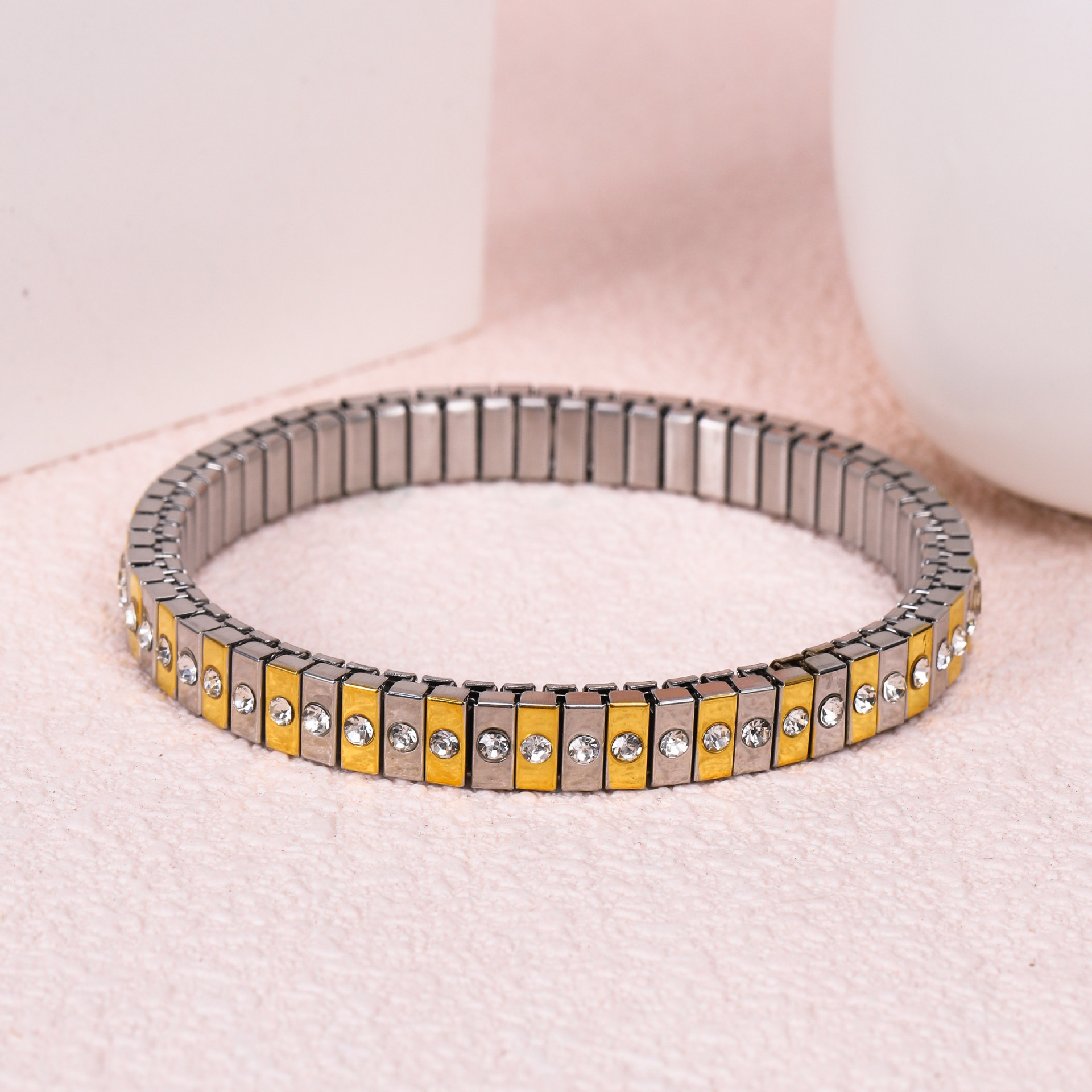 304 Stainless Steel Material Geometric Pattern Elegant Geometric 304 Stainless Steel Zircon Bracelets In Bulk