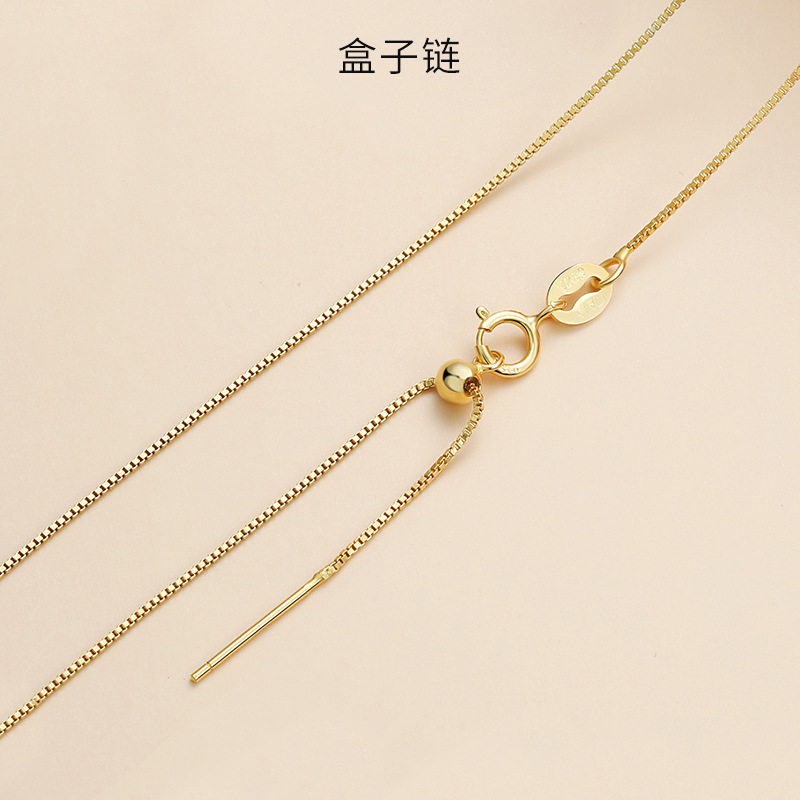 本場18k金ネックレス女925純銀メッキ黄金色チェーン彩金素チェーン細い裸チェーン鎖鎖鎖鎖無ペンダント|undefined