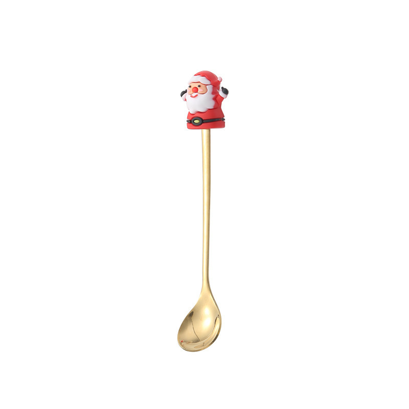 ステンレススプーン創意クリスマスツリーコーヒー攪拌スプーンデザート果物フォークスプーンフォーク食器プレゼントセット|undefined