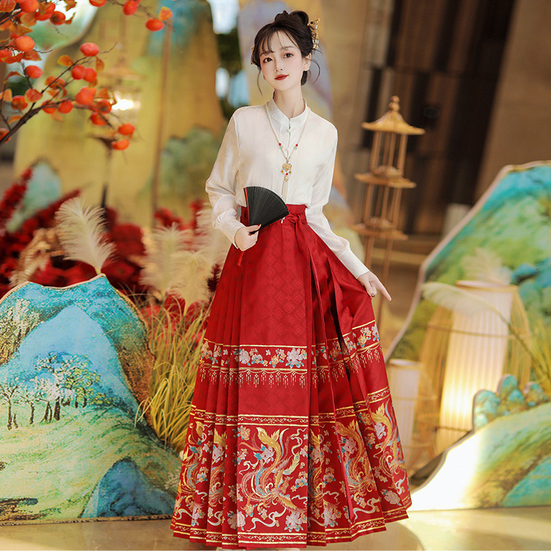 Hanfu made by Han Yu Kui Ming [Feng Que] Airplane Sleeves New Chinese Style National Style Horse Face Skirt Women's Daily Commuting suit