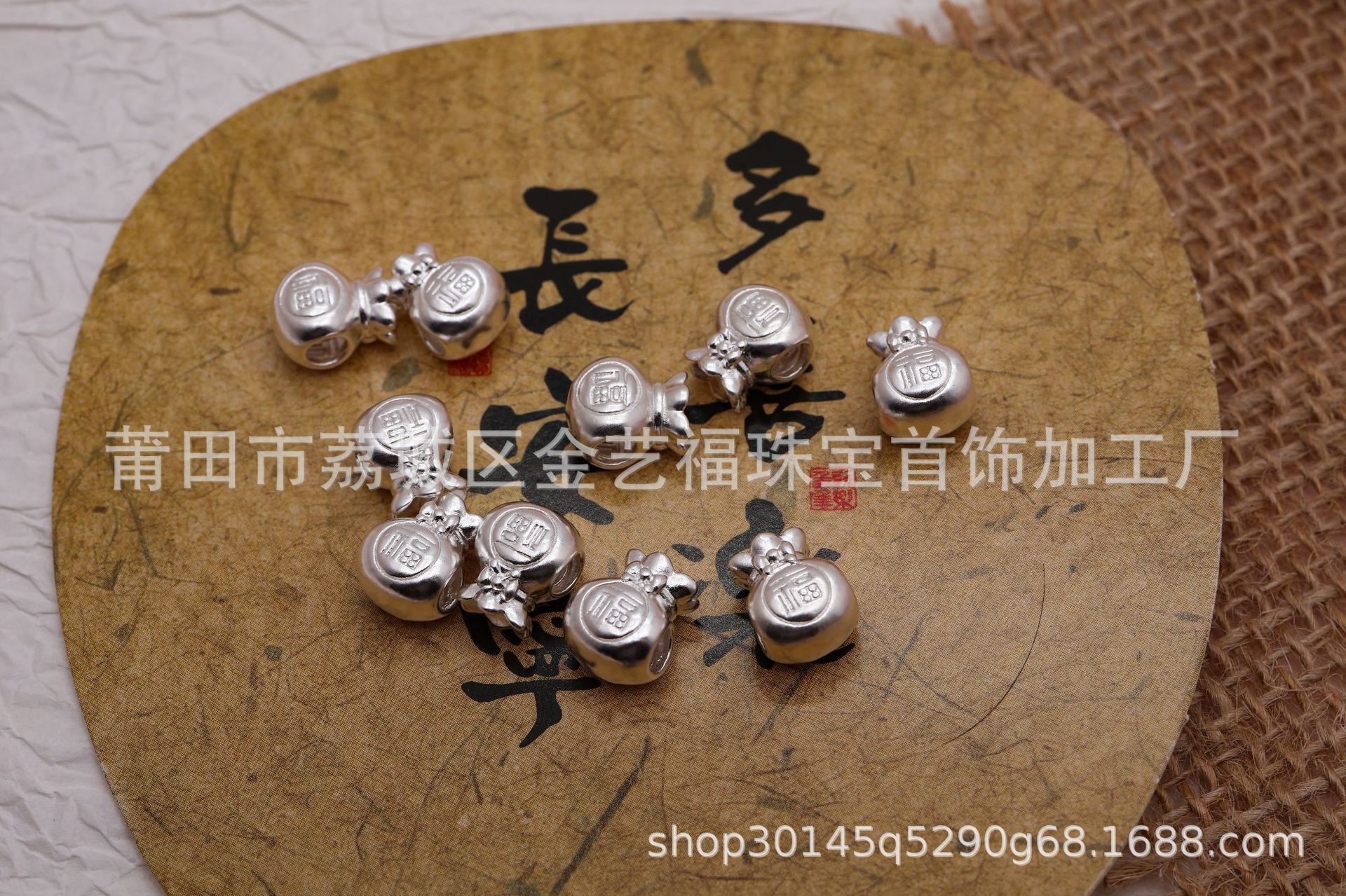 S999 Pure Silver Bowknot Lucky Bag Horizontal Hole Bracelet Spacer Beads Cute Cartoon Woven 3D Silver Jewelry DIY Beading Accessories