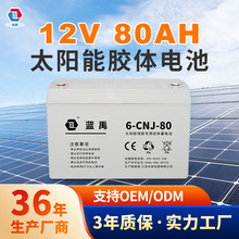 蓝禹太阳能路灯铅酸电池12V 80Ah免维护家用电池太阳能胶体蓄电池