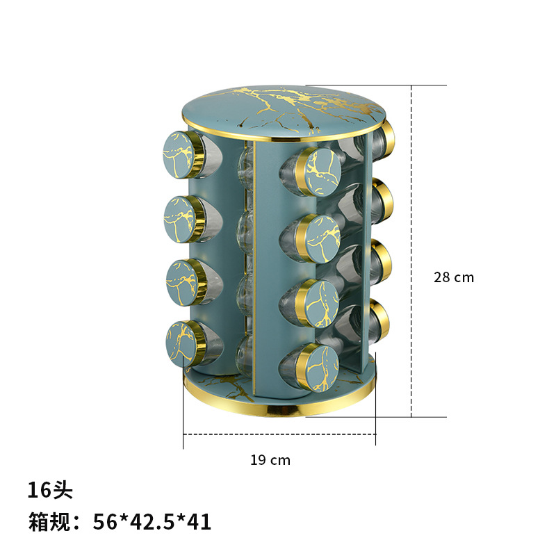 Botella de condimento de cocina estante conjunto redondo mármol estante de condimento de acero inoxidable estante giratorio