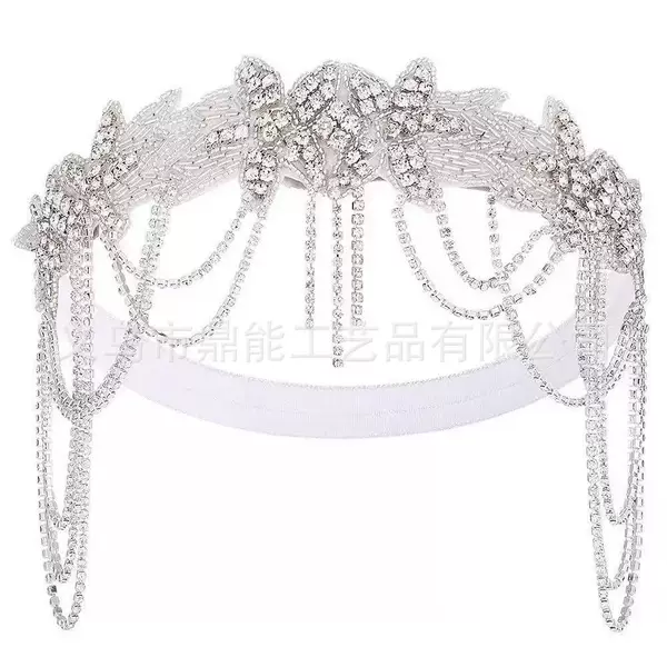 1920S European and American Fashion Crystal Headwear Gatsby Halloween Dance Tassel Forehead Chain Hair Accessory with Diamonds