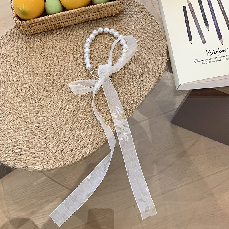 Collar de perlas nueva pulsera flor trenzada decoración pequeña bufandas trenzadas cinta atar cabello bufandas al por mayor