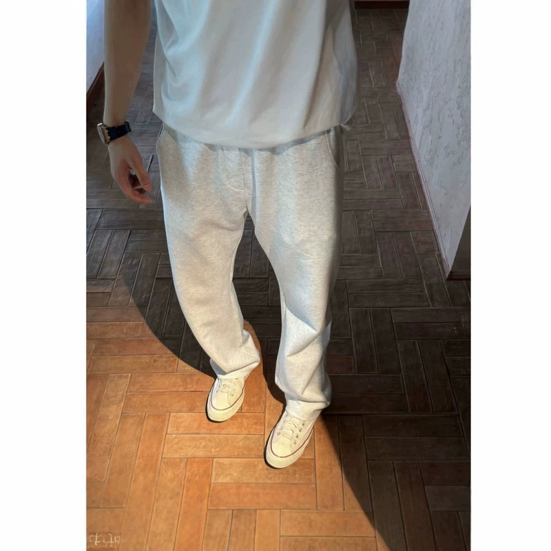 420G heavy-weight sweatpants with carbon brushed finish, seamless straight-leg sweatpants, casual versatile basic sports sweatpants for men