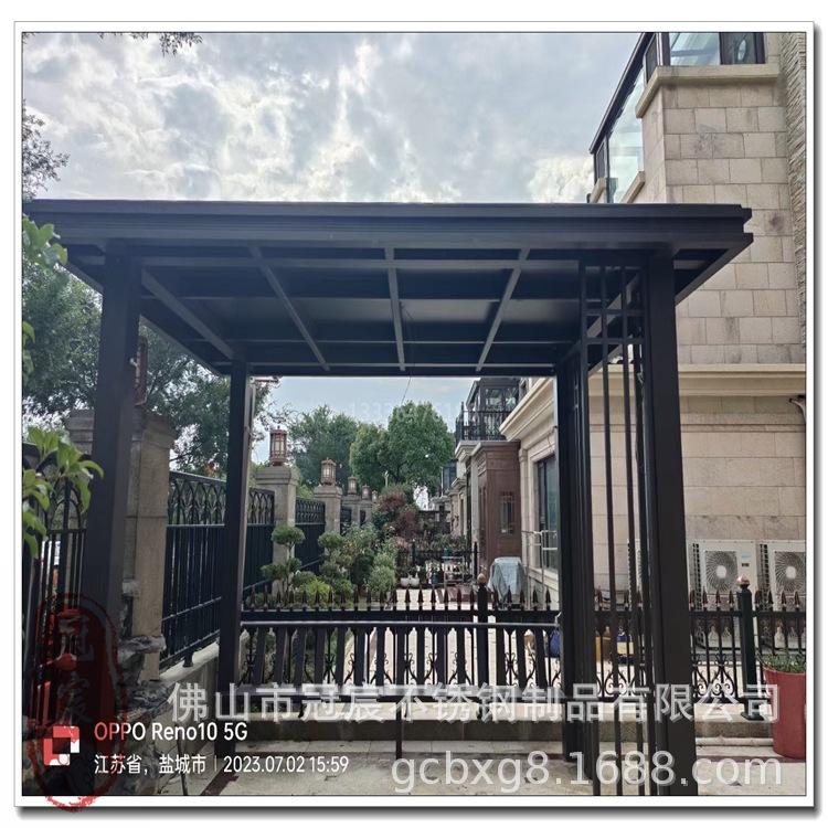 小区公园广场休闲庭院户外平顶不锈钢凉亭 钢结构景观亭子