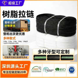 跨境定制黑白彩色5号树脂拉链箱包服装塑料拉链3号8号码装拉链