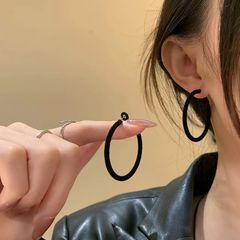 秋冬复古植绒圆圈耳环小众高级感精致ins风气质港风女耳饰品批发