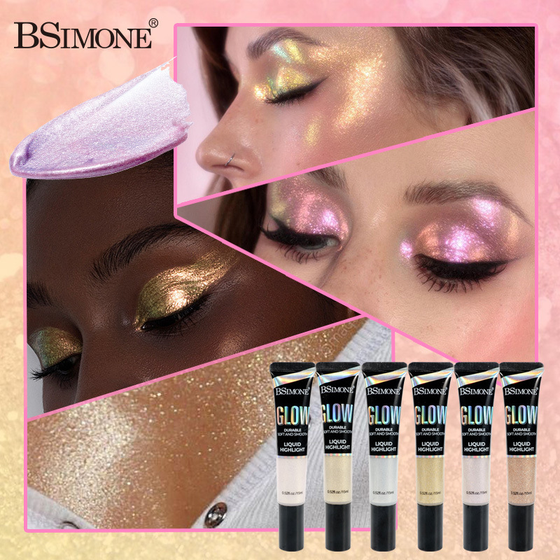 Iluminador líquido europeo y americano transfronterizo con brillo nacarado, maquillaje de escenario de larga duración a prueba de sudor para contornear y realzar el rostro.