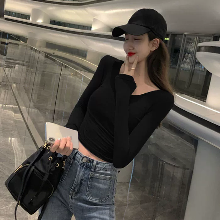 Лонг-sleeve slim crop топ?