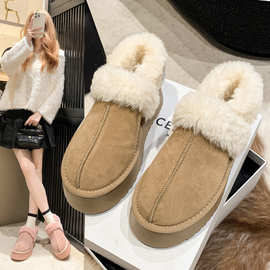 厚底雪地靴女2023冬季保暖外穿毛毛鞋加绒加厚百搭洋气两穿棉鞋女