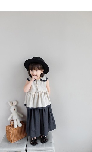 Girls Suit Doll Collar Temperament French Baby Top and Wide Leg Pants 24 Summer Clothes New Foreign Trade Children's Clothing Dropshipping