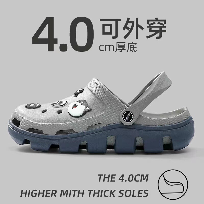 Summer Men's Slippers Hole Shoes Couple Men's and Women's Outer Wear Shoes Thick Sole Anti-slip Shoes Beach Shoes Cartoon Casual Sandals and Slippers Batch