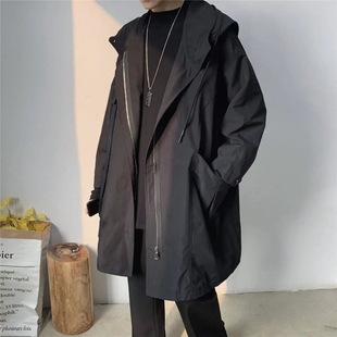 Workwear Coat Men's 2022 Spring and Autumn New Arrival Hong Kong-style Coat Handsome Coat Jacket Loose Trendy Brand Mid-length Hooded Jacket