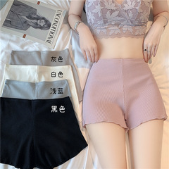 Women's Safety Shorts Anti-Flash Summer Thin 1/3 Length High-Waisted Versatile Student Leggings Ribbed Cotton Safety Underwear