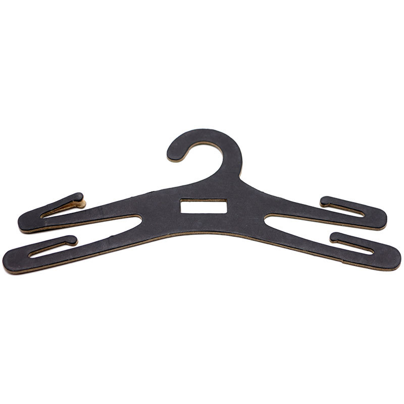 Los fabricantes producen percha de cartón gris sándwich negro de doble cara percha de papel de ropa FSC imprimible de cartón negro