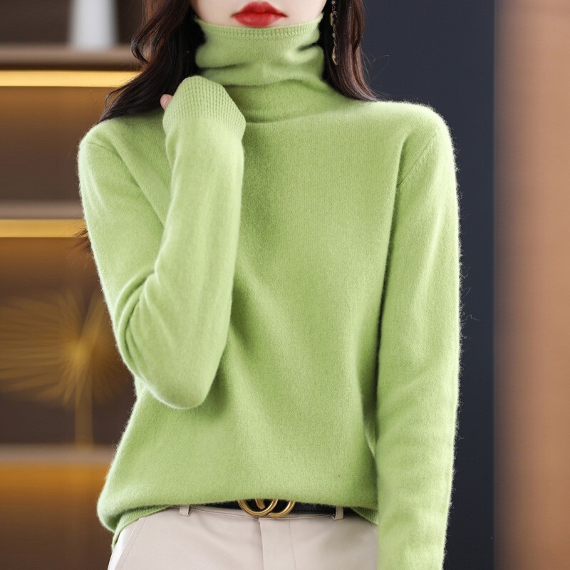 First-Line Ready-To-Wear 100% Pure Wool 2026 Autumn and Winter New Women's Turtleneck Warm Base Layer Short Knit Sweater