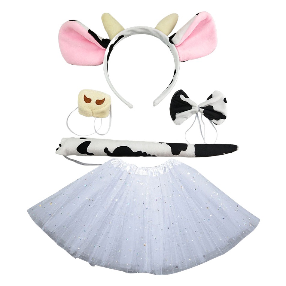 Suministro transfronterizo Wansheng animal tocado orejas de vaca lindo peluche vaca diadema partido bola diadema pelo Cueva