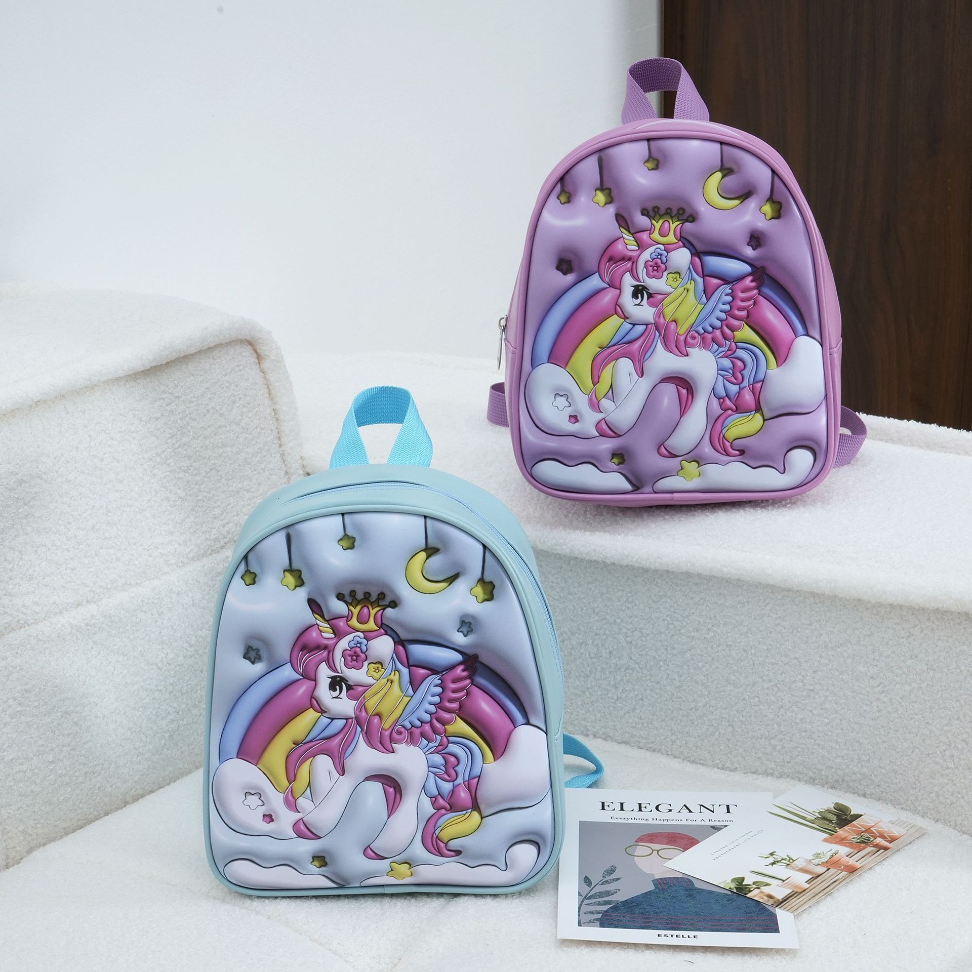 Mochila para niños 2023 nueva impresión digital 3D unicornio mochila kindergarten niñas de dibujos animados mochila al por mayor