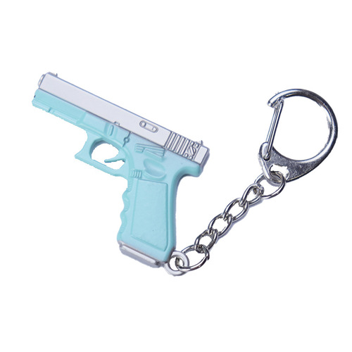 Mini chicken weapon P90 UZI P18C MG3 1911 alloy keychain metal gun model toy