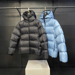 正确版 NFC芯片 M家黑标秋冬新款连帽羽绒服男女纯色简约百搭外套