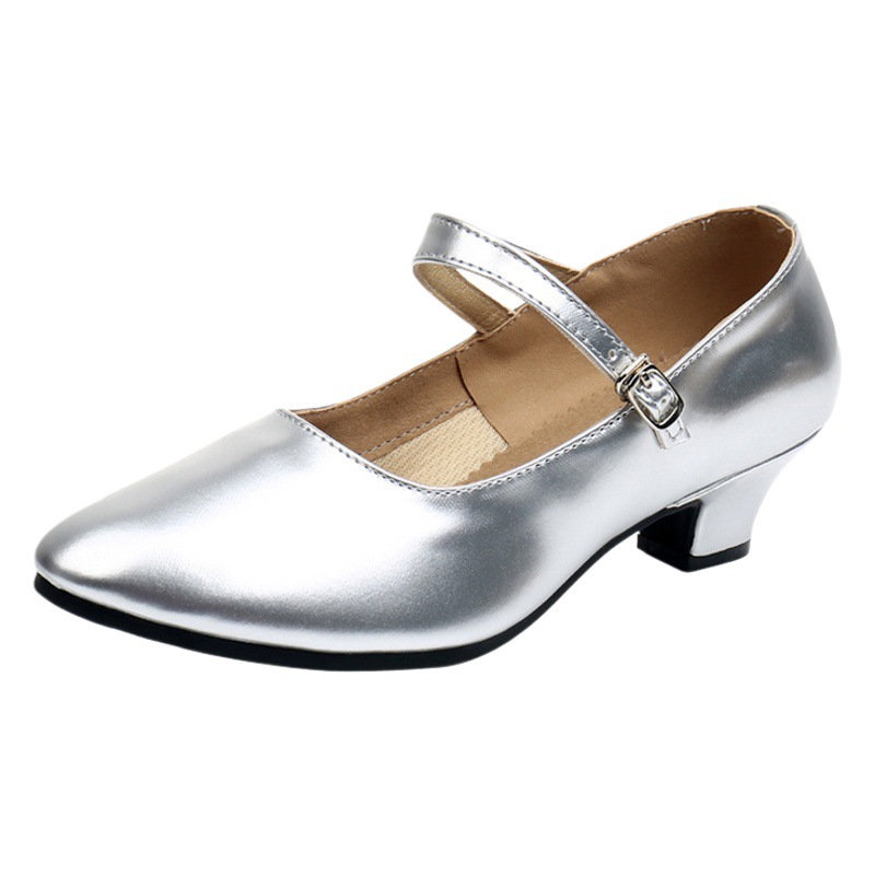 Zapatos de baile zapatos de baile latino de las mujeres zapatos de baile cuadrado zapatos de baile moderno de plata de zapatos de tacón bajo rendimiento entrega de la fábrica
