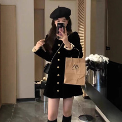 富家千金小香风a字短裙女秋季高级感收腰甜美气质配大衣连衣裙子