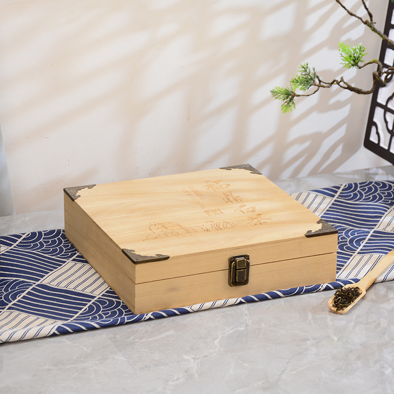 茶砖包装木盒加工普洱茶饼包装盒 桐木原色包装盒中国风木盒