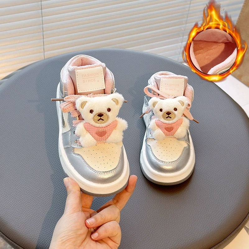 Кроссовки для девочек 2024 осень и зима новый флис для детей