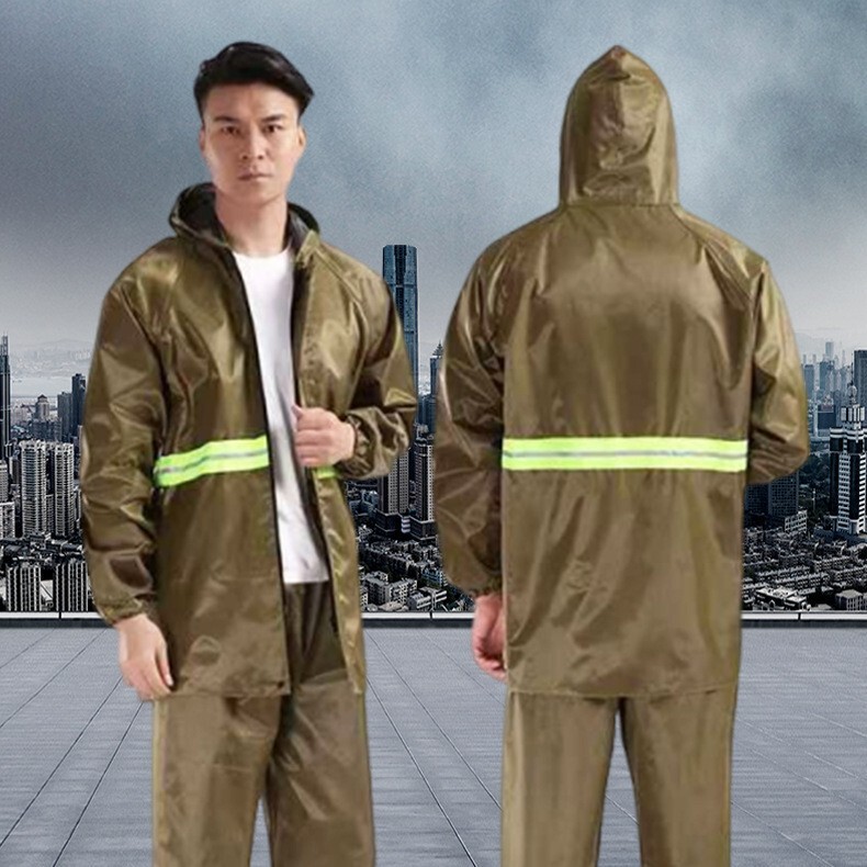 Raincoat and Rain Pants, Thickened Gabardine, Storm-Proof, Rain-Proof, for Electric Vehicles, Labor Protection, Construction Site, Twill Protective, Wear-Resistant, Large Brim Raincoat and Rain Pants, Thickened Gabardine, Storm-Proof, Rain-Proof, for Electric Vehicles, Labor Protection, Construction Site, Twill Protective, Wear-Resistant, Large Brim