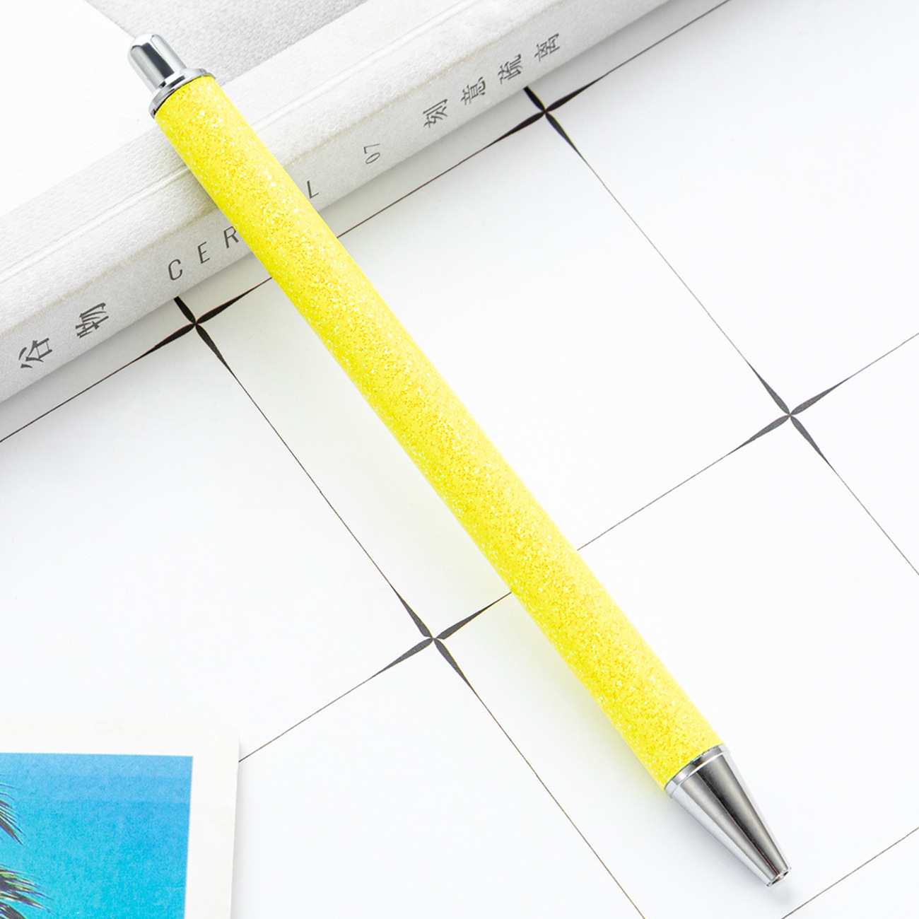 Presione el bolígrafo de polvo de oro al por mayor prepucio pu Glitter pen logotipo imprimible creativo multicolor Bolígrafo De Metal