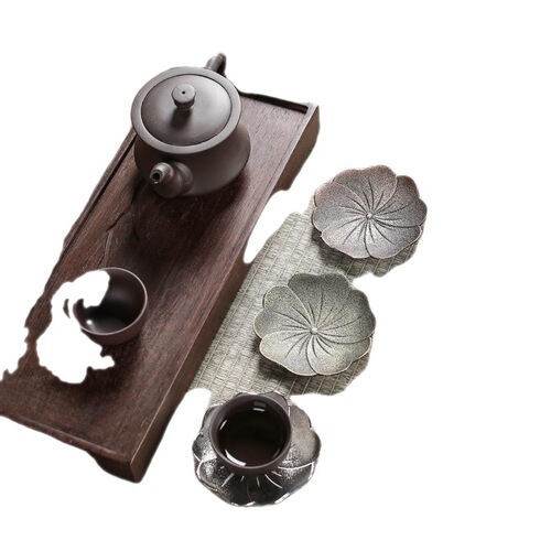 Japanese-style aluminum alloy coaster saucer creative metal household insulated cup holder pot saucer Kung Fu tea ceremony spare parts