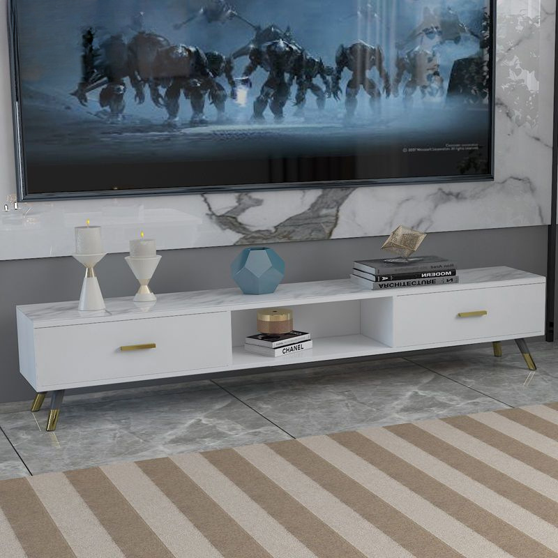 나무 TV 캐비닛: 200 흰색 대리석 패턴