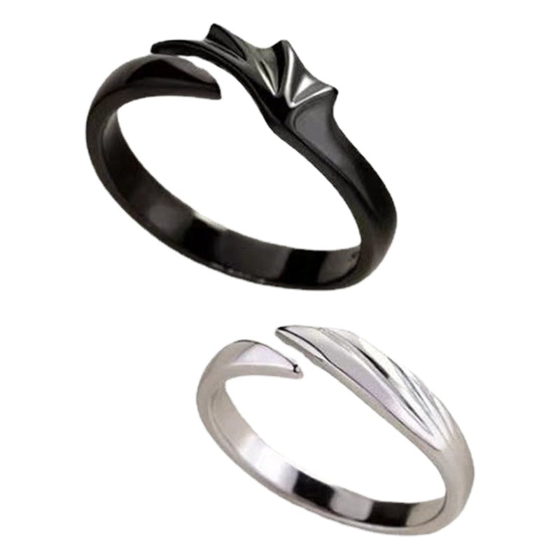 Korean style simple angel and devil couple ring a pair of men's and women's plain ring pair ring opening adjustable ring
