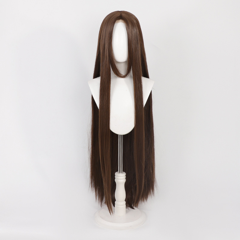 Universal hand hook long straight bangs style coffee brown