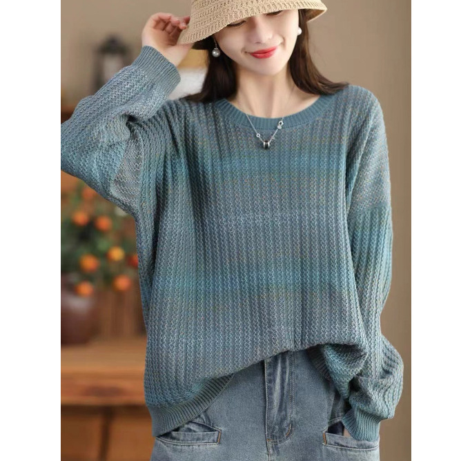 2025 Early Spring Multi-strand Knitted Pullover Women's Cotton Knitted Sweater Elegant Long-sleeved All-match Top Sweater