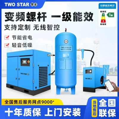 Double Star Permanent Magnet Variable Frequency Air Compressor Screw Screw Machine 7.5kw/15/22/37kw Air Compressor Air Pump