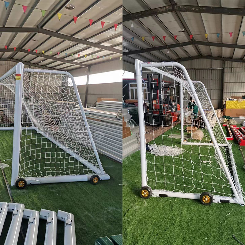 Wholesale aluminum alloy soccer goals for school gymnasiums, outdoor training and competitions, with net frames.
