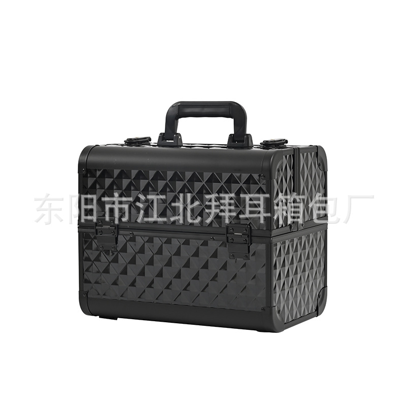 Caja de maquillaje portátil, caja de manicura de gran capacidad, caja de herramientas de peluquería con bordado de tatuajes, artista de maquillaje y caja de maquillaje para almacenamiento al aire libre