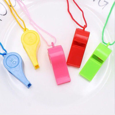 whistling children colour Toys Plastic Lanyard mouth Refuel Cheer Whistle Survival Whistle Referee match whistling