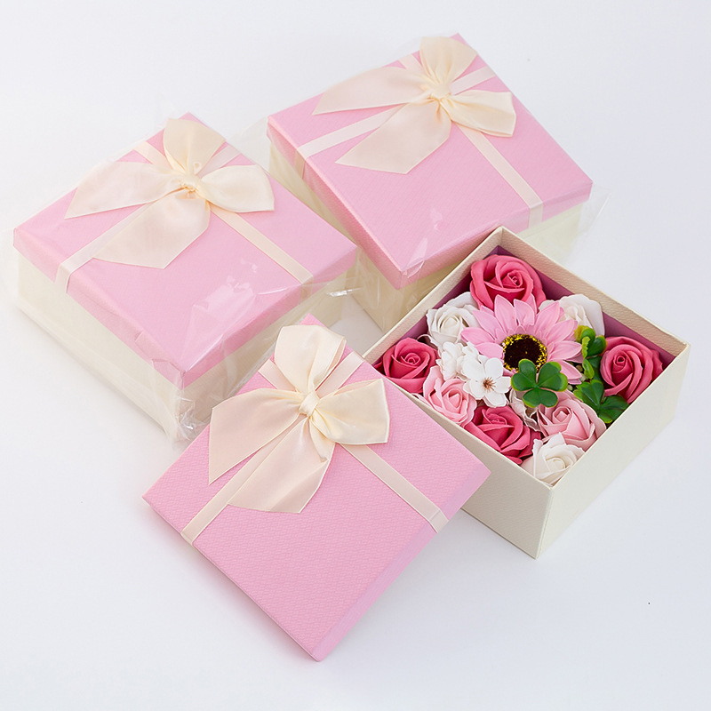 Jabón flor caja de regalo navidad día de san valentín día del maestro día de la madre rosa regalo para maestros y madres