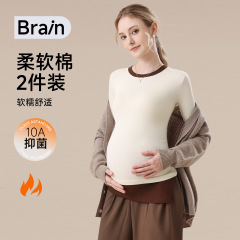 孕妇春秋外穿秋衣撞色T恤女长袖2025秋季新款棉质打底衫秋衣上衣