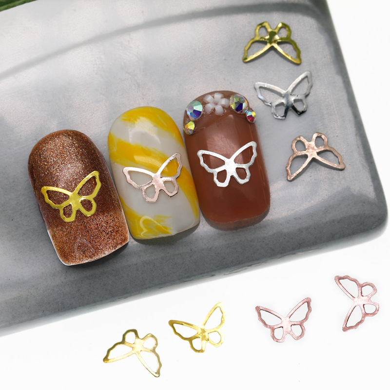 Hollow Butterfly Nail Art Jewelry Alloy Patch Decoration Vintage Rose Gold DIY Material Pack Butterfly Nail Art Patch