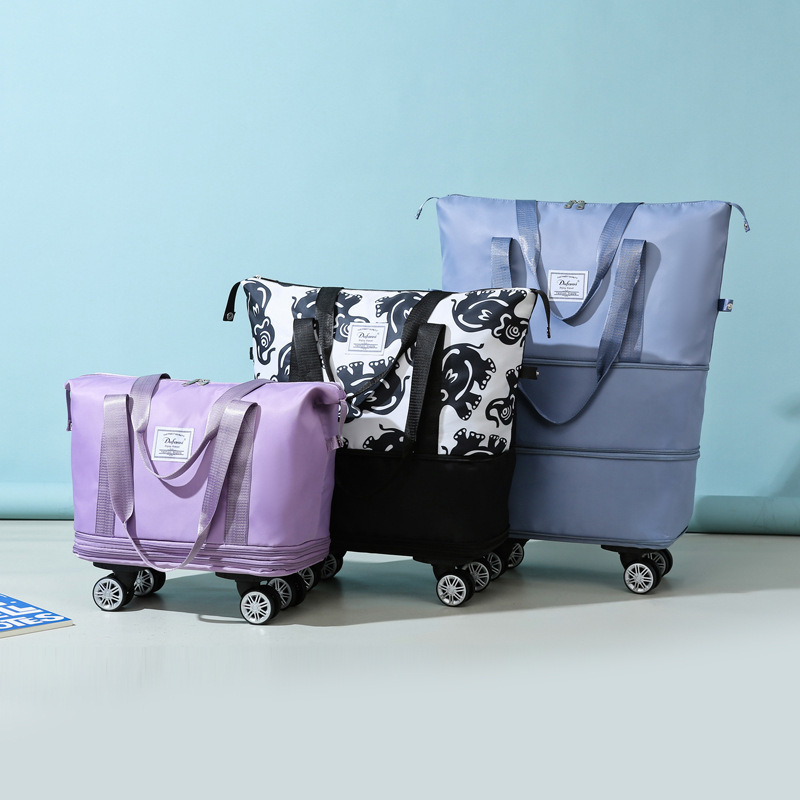 Travel Bag fitness bag with roller women's short-distance portable large capacity lightweight waiting storage business trip luggage bag