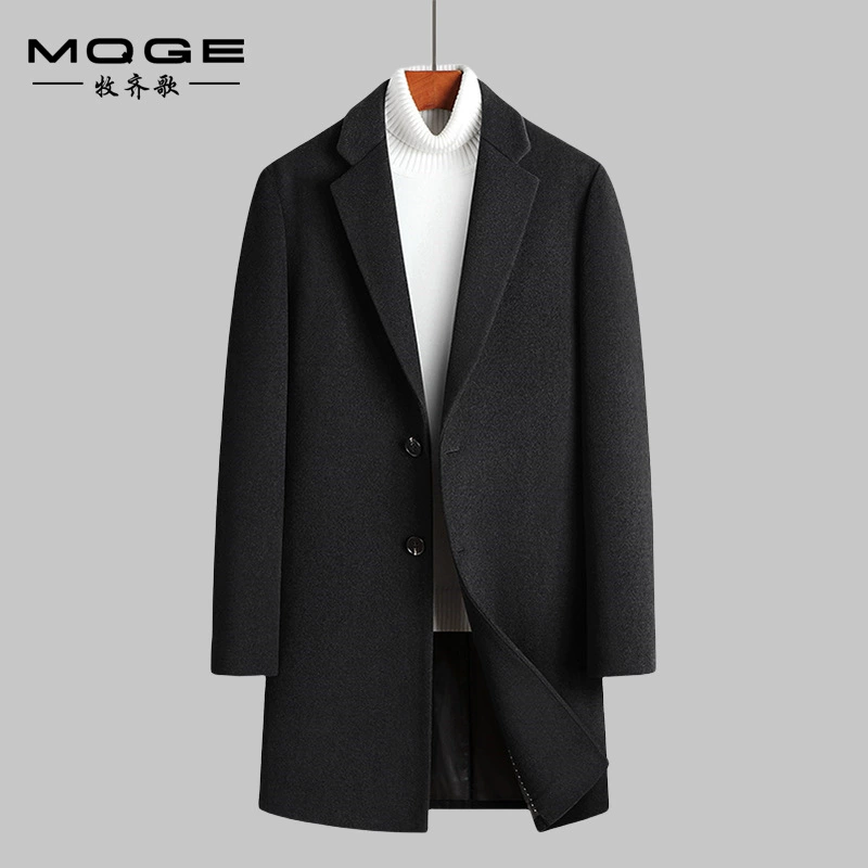 Новое осенне-зимнее мужское шерстяное пальто средней длины в Корейском стиле, приталенное хлопковое утепленное пальто, Тренч, Мужское пальто